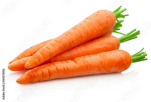 Fresh carrots isolated on a white background Poster Mural XXL