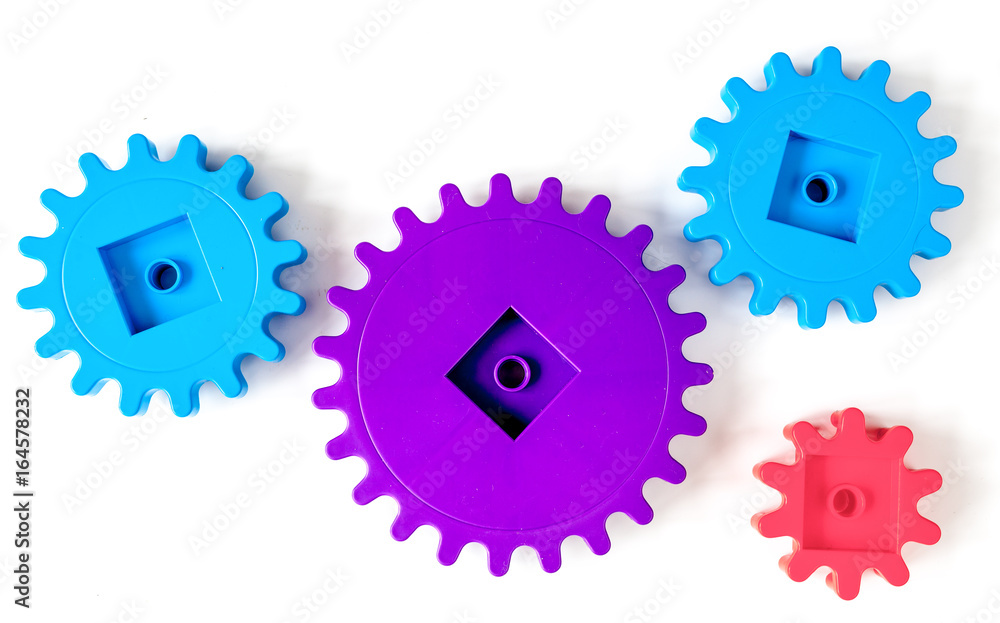 concept of work process movement gears top view