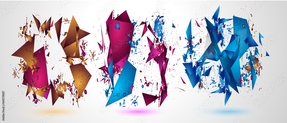 Futuristic Frame Art Design with Abstract shapes and drops of colors behind