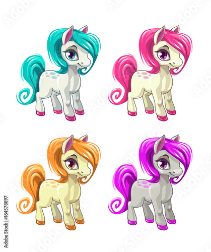 Cute cartoon little horses.