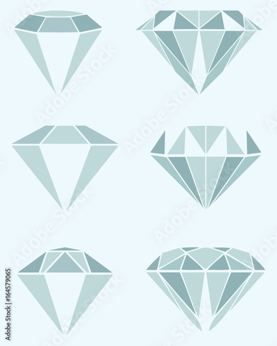 Different diamond illustration on light blue background