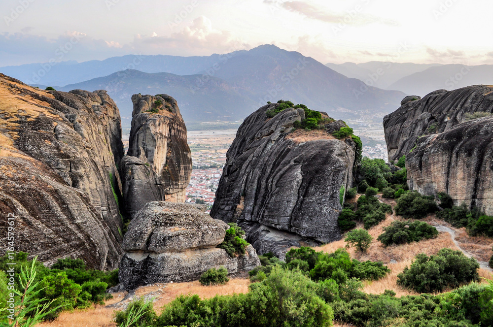 View of the ancient Meteor monasteries of continental Greece