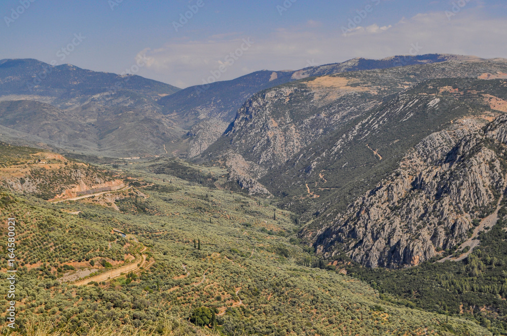 Panorama of continental Greece, famous for the acropolis of Athens and the ancient delphi