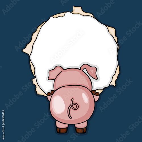 Cute pig peeking through the fence

