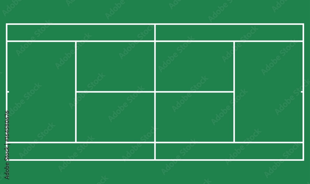 Flat green big tennis field, Top view of tennis court with line template. Vector stadium. Flat green big tennis field, Top view of tennis court with line template. Vector stadium.