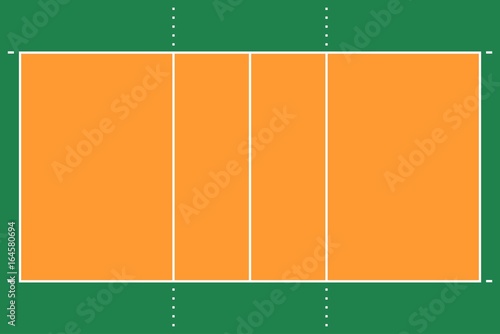 Flat Volleyball gym. Volleyball field with line template. Vector stadium.