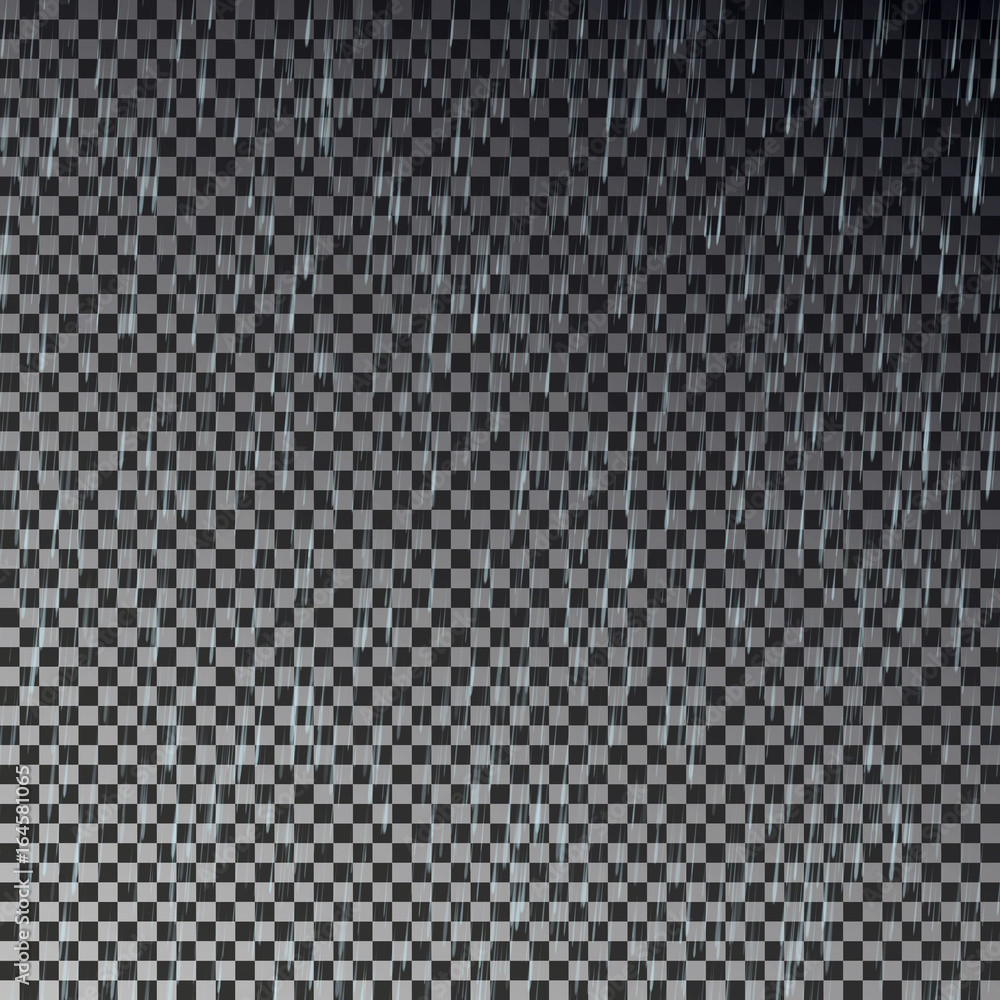 Rain drop transparent. Rain fall vector.