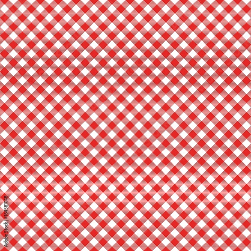 Gingham seamless pattern. Red Italian tablecloth. Picnic tale cloth vector.