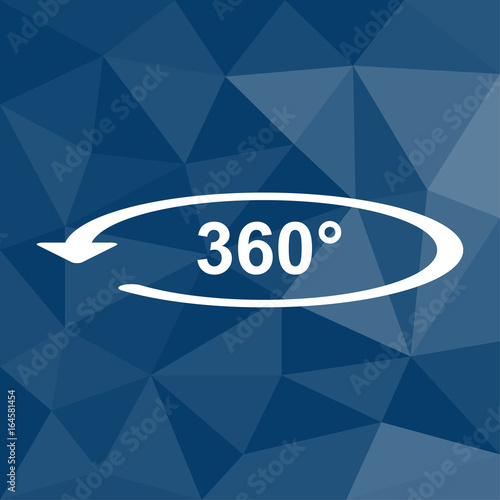 360 Grad - VR - Icon mit geometrischem Hintergrund blau