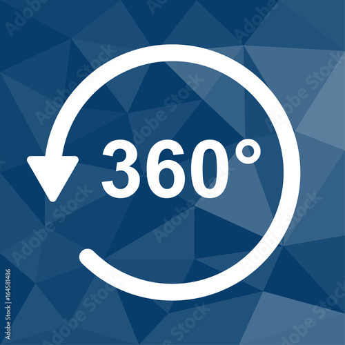 360 Grad - Virtuelle Realität - Icon mit geometrischem Hintergrund blau