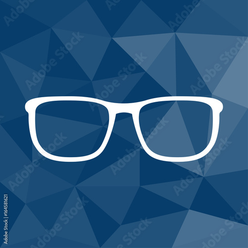 Brille - Icon mit geometrischem Hintergrund blau