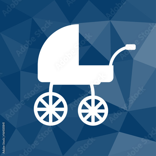 Kinderwagen - Icon mit geometrischem Hintergrund blau