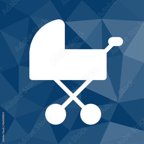 Babywagen  - Icon mit geometrischem Hintergrund blau