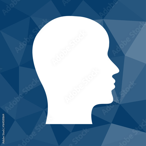 Gesicht in Profilansicht - Icon mit geometrischem Hintergrund blau
