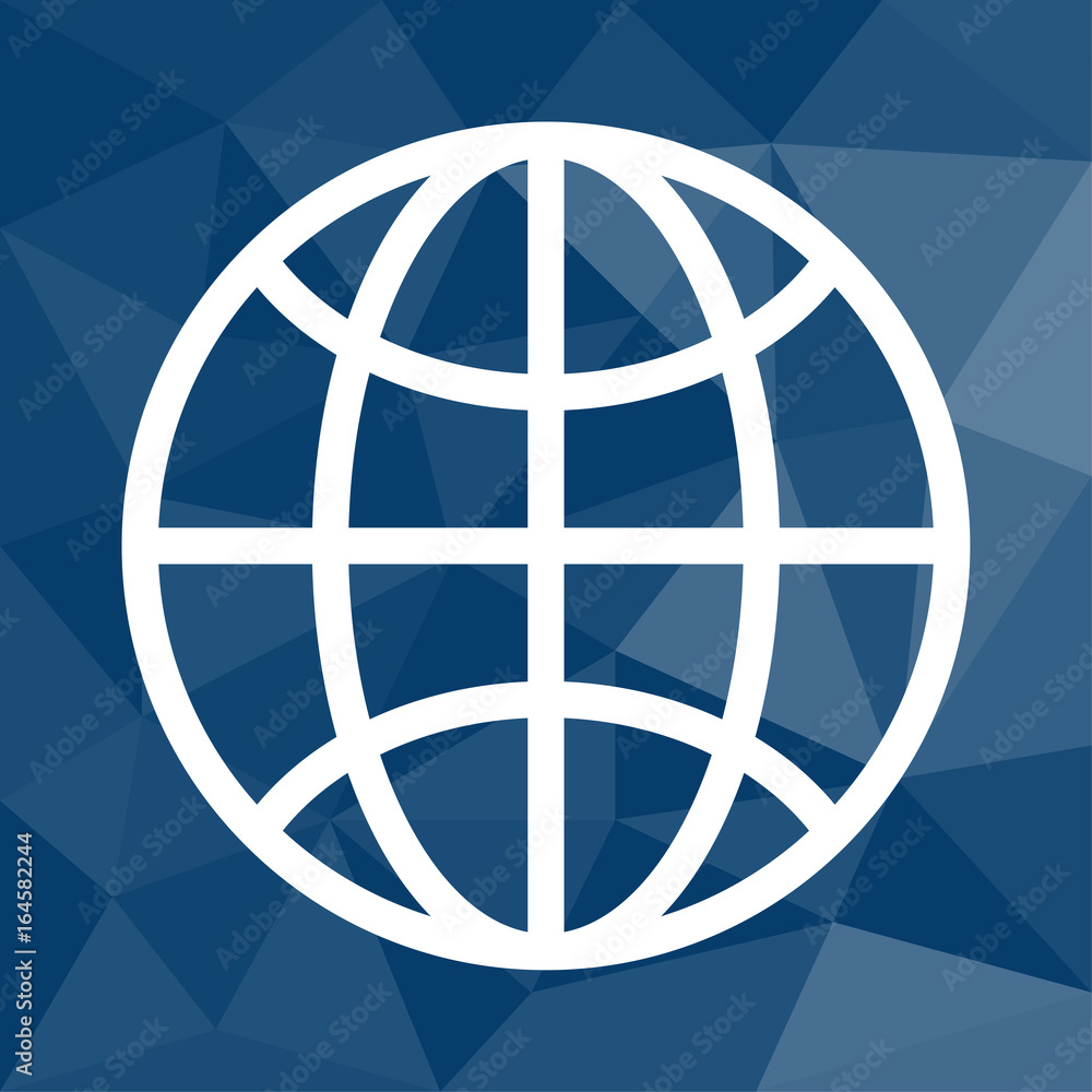 Globus Breitengrade - Icon mit geometrischem Hintergrund blau Globus Breitengrade - Icon mit geometrischem Hintergrund blau