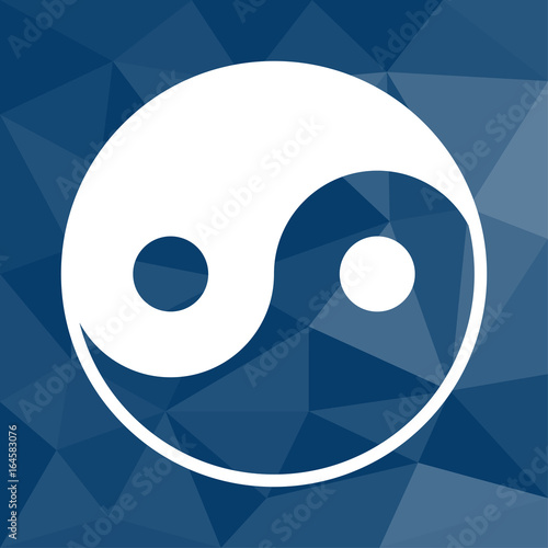 Yin Yang - Icon mit geometrischem Hintergrund blau