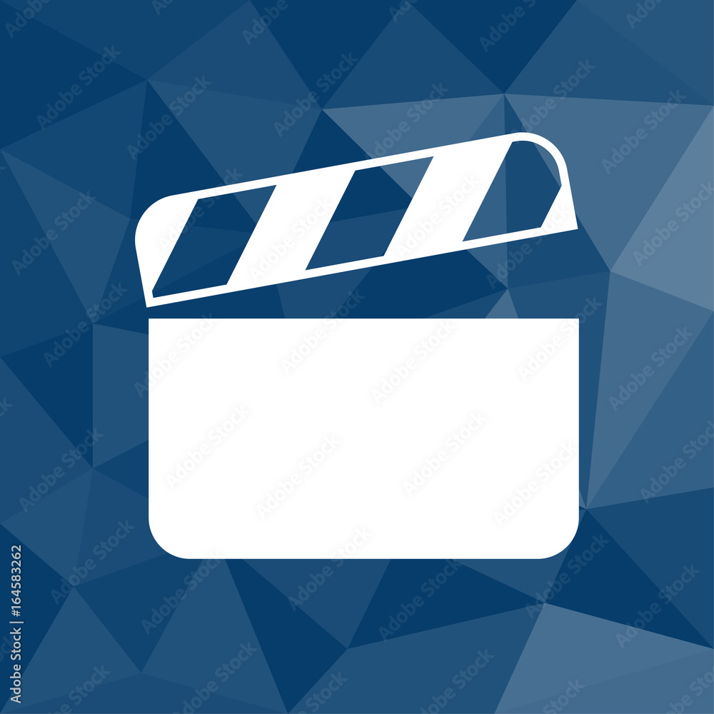 Filmklappe - Icon mit geometrischem Hintergrund blau