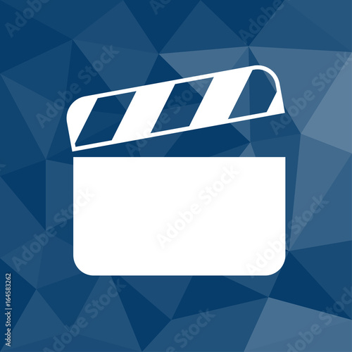 Filmklappe - Icon mit geometrischem Hintergrund blau