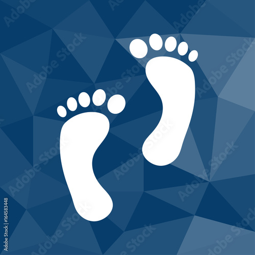 Fußabdruck - Icon mit geometrischem Hintergrund blau