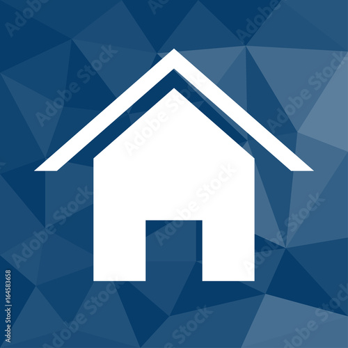 Haus - Icon mit geometrischem Hintergrund blau