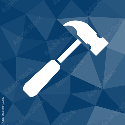 Hammer - Icon mit geometrischem Hintergrund blau