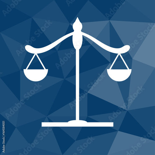 Waage - Icon mit geometrischem Hintergrund blau