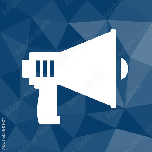 Megaphon - Icon mit geometrischem Hintergrund blau