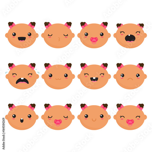 Baby Girl Faces And Expressions With Curly Hair Buns