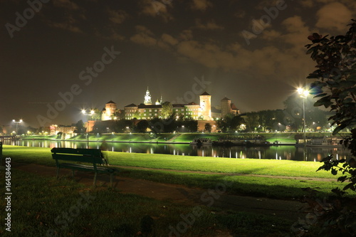 Krakow and Wawel Castle by night photo