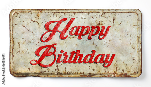 Canvas Print Altes stylisches Schild mit Happy Birthday Schriftzug