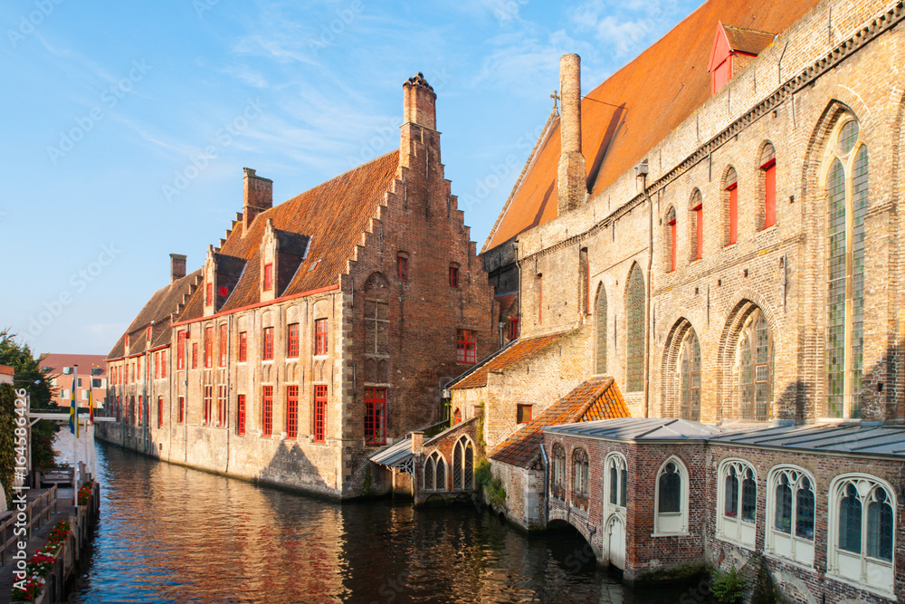 Water canal at Old Saint John's Hospital, Bruges, Belgium.