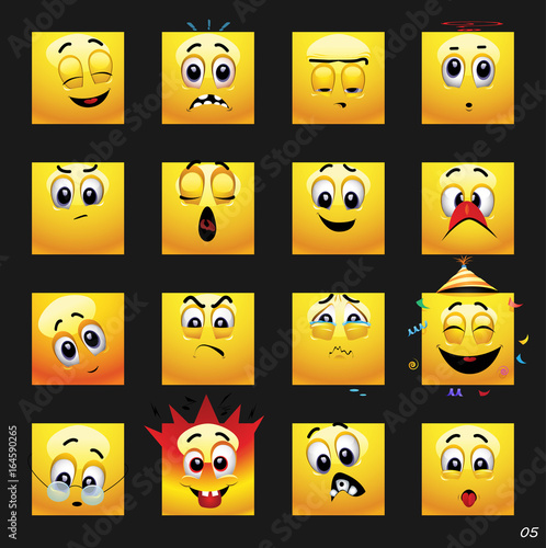 Vector set of face icons with different face expression.