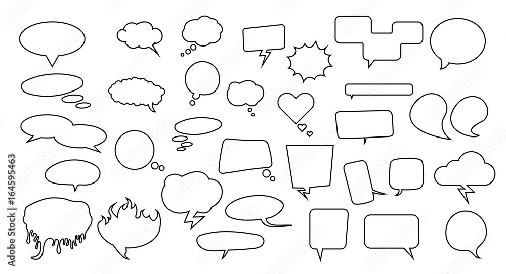 Obraz premium Speech bubbles set. Pack with many thinking and speech bubbles for your art, infographics, sale badges, notifications and other designs