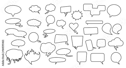 Speech bubbles set. Pack with many thinking and speech bubbles for your art, infographics, sale badges, notifications and other designs