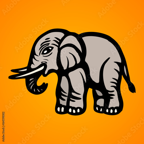 Elephant. Flat Image. Isolated object. Vector illustrations