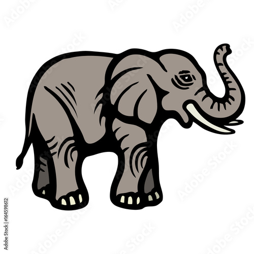 Elephant. Flat Image. Isolated object. White background. Vector illustrations