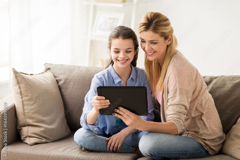 happy family with tablet pc at home happy family with tablet pc at home
