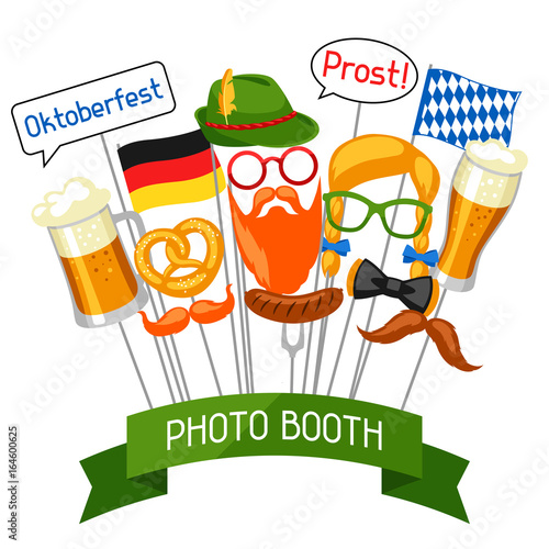 Set of Oktoberfest photo booth props. Accessories for festival and party