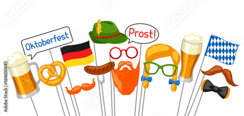 Set of Oktoberfest photo booth props. Accessories for festival and party