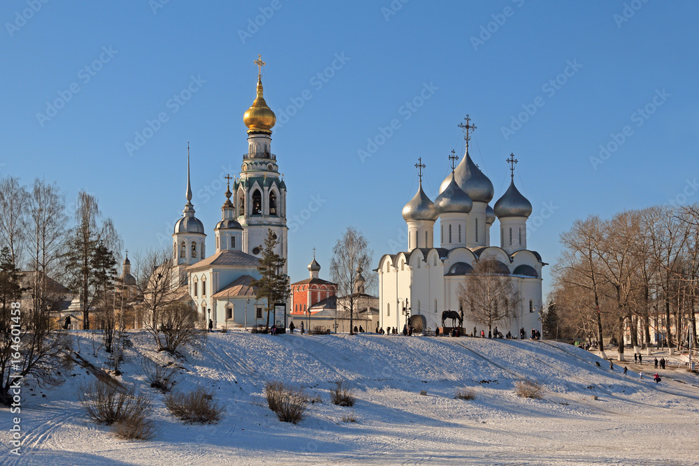 View of St. Sophia Cathedral, the belfry and the Church of Alexander Nevsky