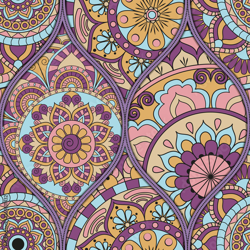 pattern with mandalas. Vintage decorative elements. Hand drawn background. Islam, Arabic, Indian, ottoman motifs.