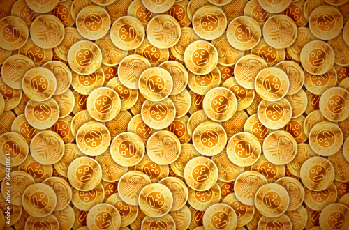 Bright glossy ancient golden coins