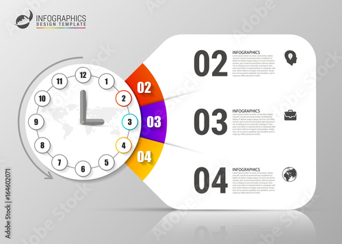 Creative business clock. infographic design template. Vector