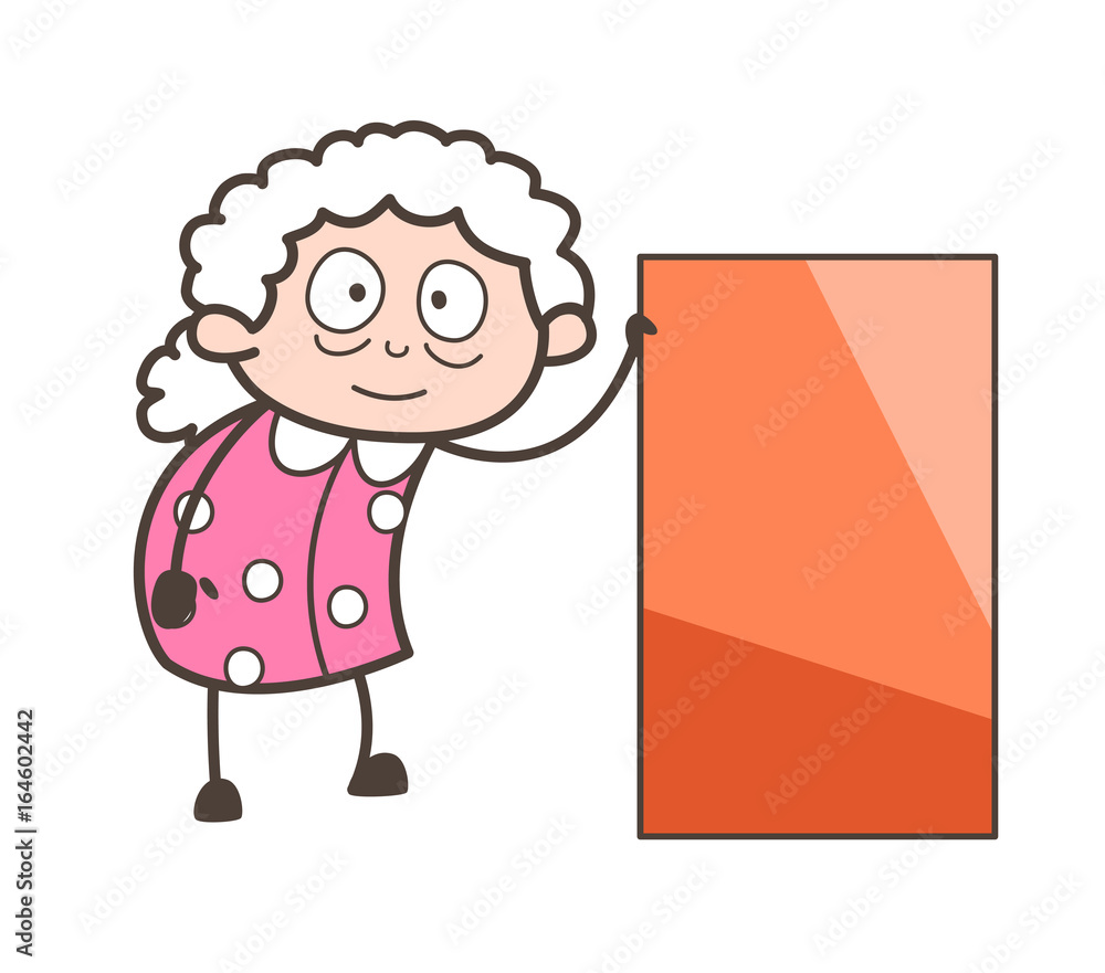 Cartoon Granny with Blank Board Vector Illustration Cartoon Granny with Blank Board Vector Illustration