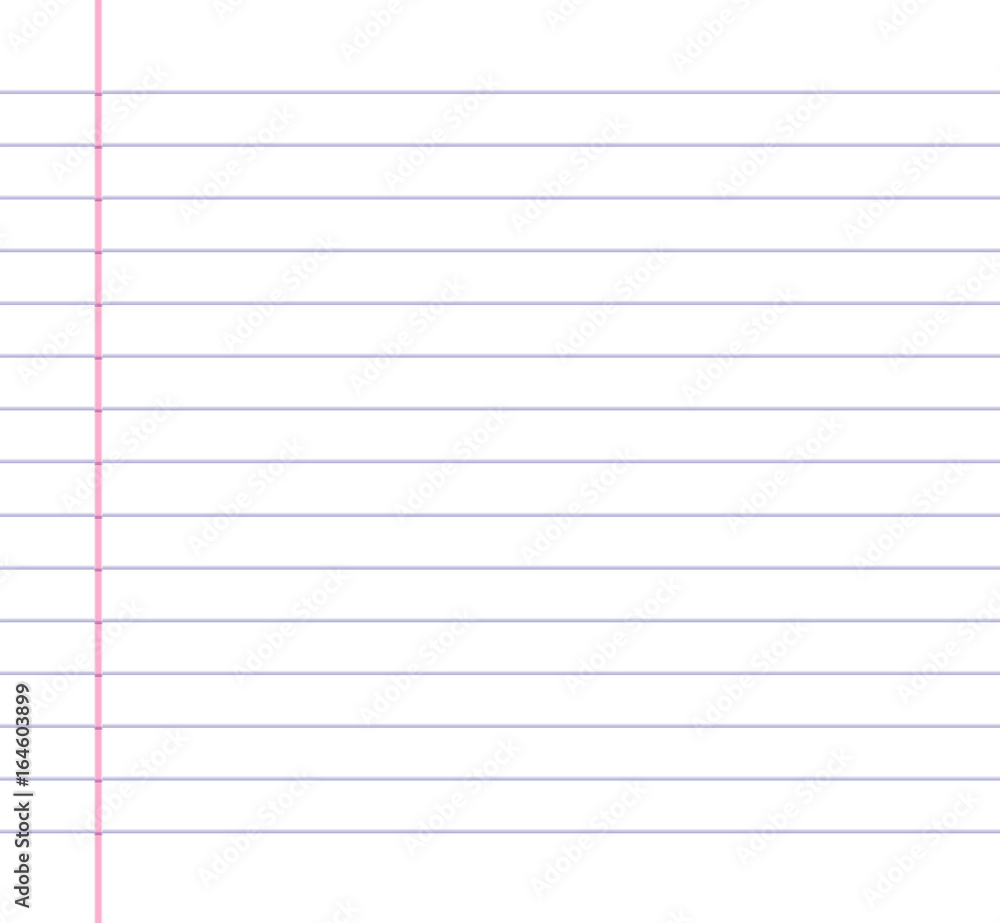 Lined or ruled paper background with blue horizontal lines and a red