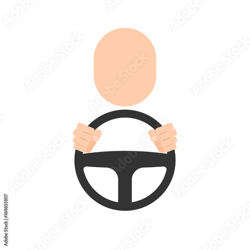 hand behind wheel