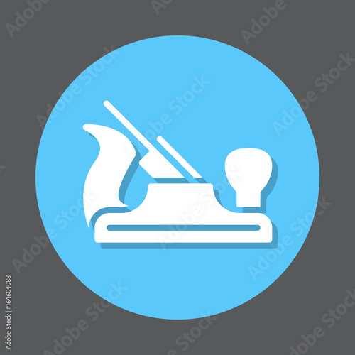 Carpenter hand plane flat icon. Round colorful button, circular vector sign, logo illustration. Flat style design