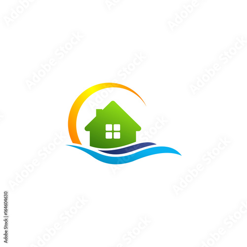 Home Beach Logo Template Design