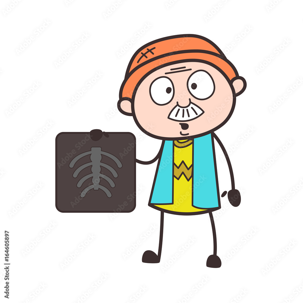 Cartoon Grandpa Showing a X-ray Report Vector Illustration Cartoon Grandpa Showing a X-ray Report Vector Illustration