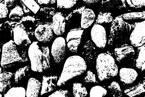 Vector sea stones background. Black and white texture. Vector illustration.